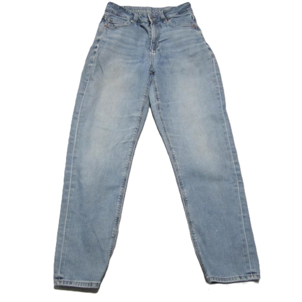 American Eagle Mom Jeans Women's Size 4R ( 26x27) Blue Mid-Rise Denim Stretch